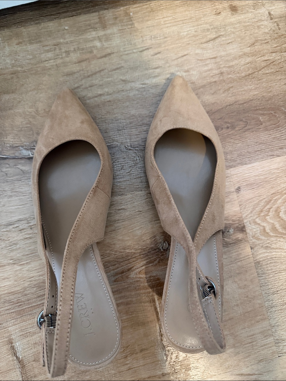 J. Crew Factory Tan Suede Pointed-Toe Slingback Flats